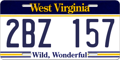 WV license plate 2BZ157