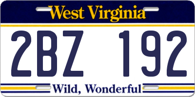 WV license plate 2BZ192