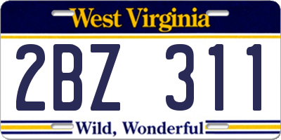 WV license plate 2BZ311