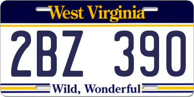 WV license plate 2BZ390
