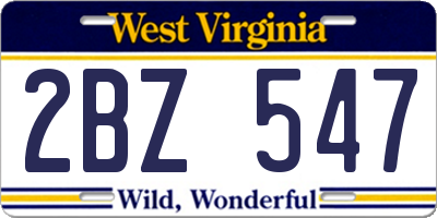 WV license plate 2BZ547