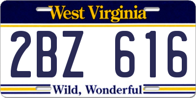 WV license plate 2BZ616