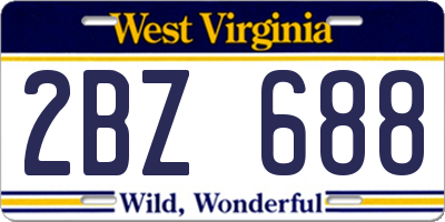WV license plate 2BZ688