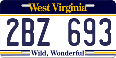 WV license plate 2BZ693