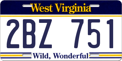 WV license plate 2BZ751