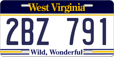 WV license plate 2BZ791