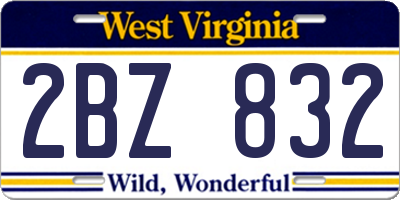 WV license plate 2BZ832