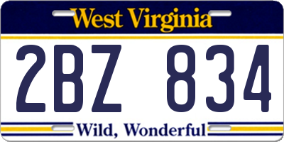 WV license plate 2BZ834
