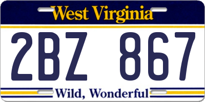 WV license plate 2BZ867