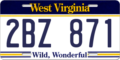 WV license plate 2BZ871