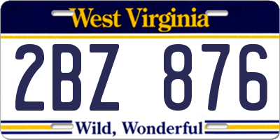 WV license plate 2BZ876