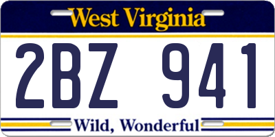 WV license plate 2BZ941