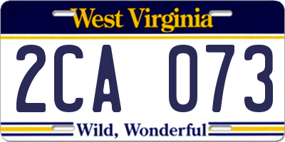 WV license plate 2CA073