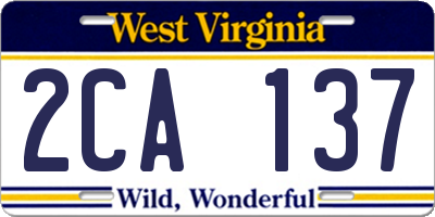 WV license plate 2CA137