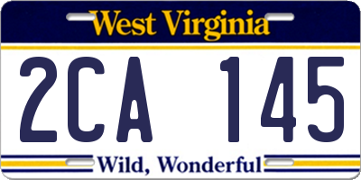 WV license plate 2CA145