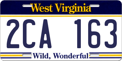 WV license plate 2CA163