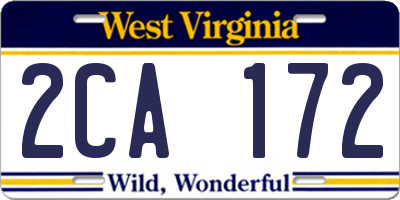 WV license plate 2CA172