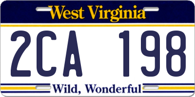 WV license plate 2CA198