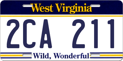 WV license plate 2CA211