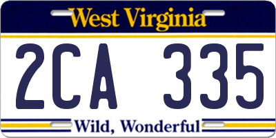 WV license plate 2CA335