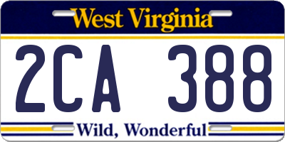 WV license plate 2CA388