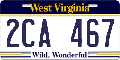 WV license plate 2CA467