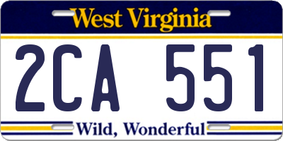 WV license plate 2CA551