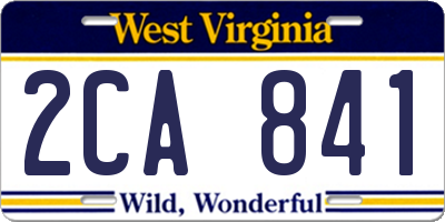 WV license plate 2CA841