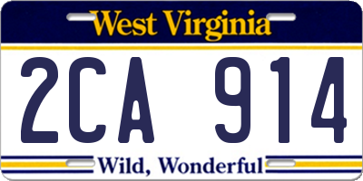 WV license plate 2CA914