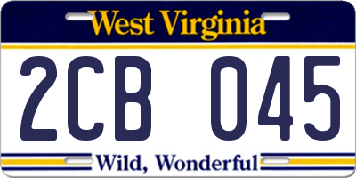 WV license plate 2CB045