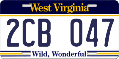 WV license plate 2CB047