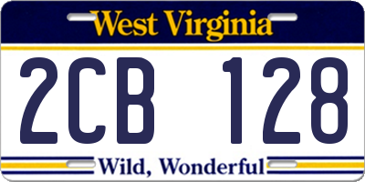 WV license plate 2CB128