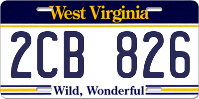 WV license plate 2CB826