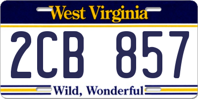 WV license plate 2CB857