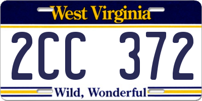 WV license plate 2CC372