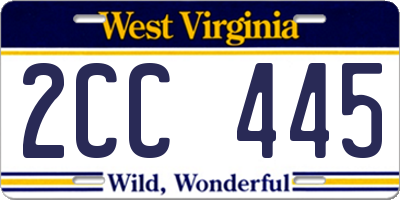 WV license plate 2CC445