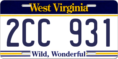 WV license plate 2CC931