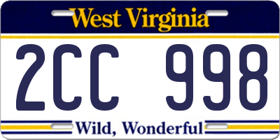 WV license plate 2CC998