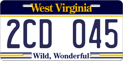 WV license plate 2CD045