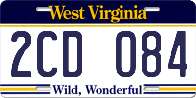 WV license plate 2CD084