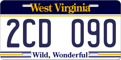 WV license plate 2CD090
