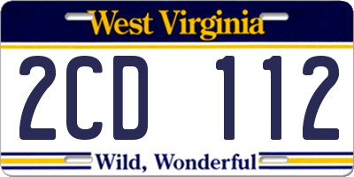 WV license plate 2CD112