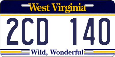 WV license plate 2CD140