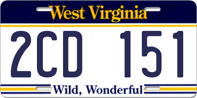 WV license plate 2CD151