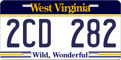 WV license plate 2CD282