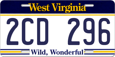 WV license plate 2CD296