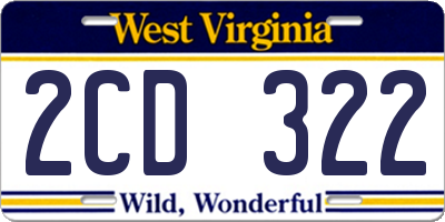 WV license plate 2CD322