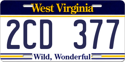 WV license plate 2CD377