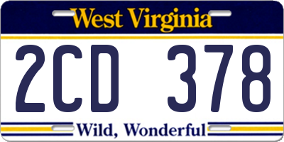 WV license plate 2CD378