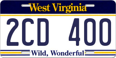 WV license plate 2CD400